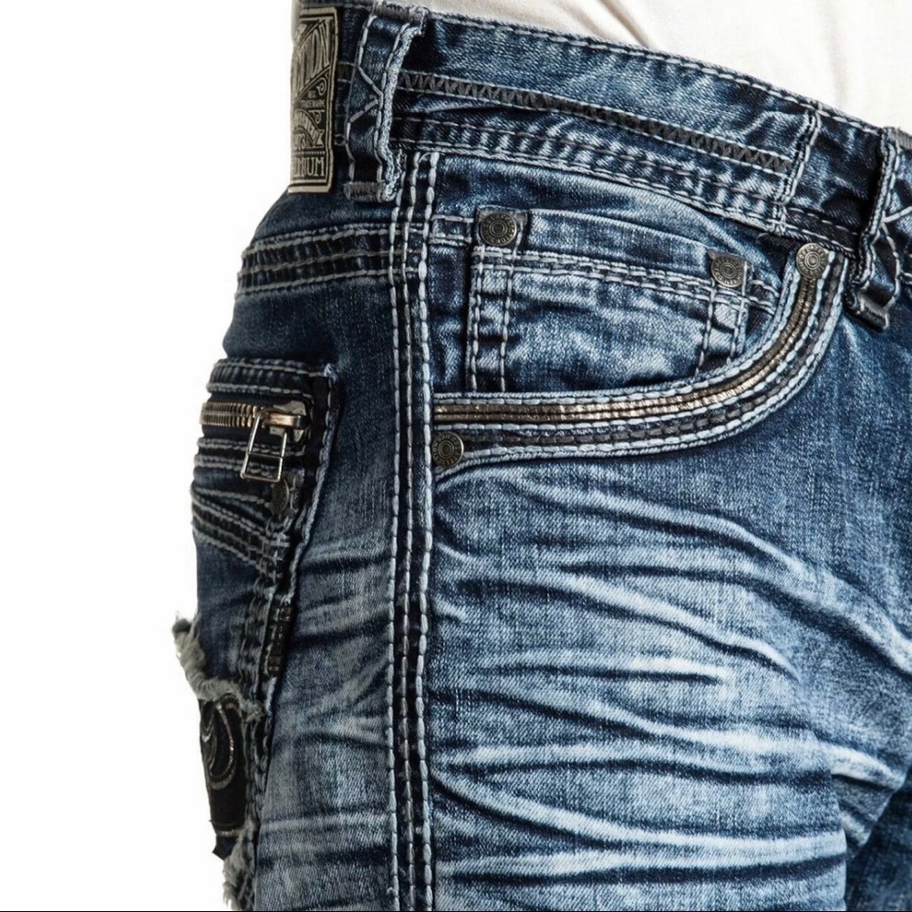 AFFLICTION Men Denim Jeans BLAKE FLEUR QUINCY Embr - Picture 7 of 9